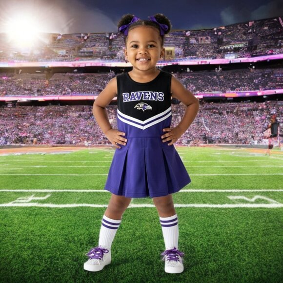 NFL Girl's Baltimore Ravens Cheerleader Dress Team Apparel Sport Toddler Costume - Picture 1 of 10